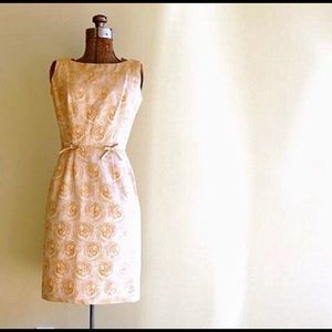 1960s Gold Cocktail Dress Bombshell Holiday NYE XS
